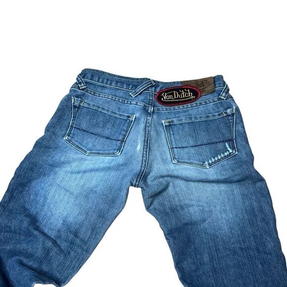 American Vintage 90s Y2K Von Dutch Patch Jeans Size 26 Made In USA - Picture 7 of 12